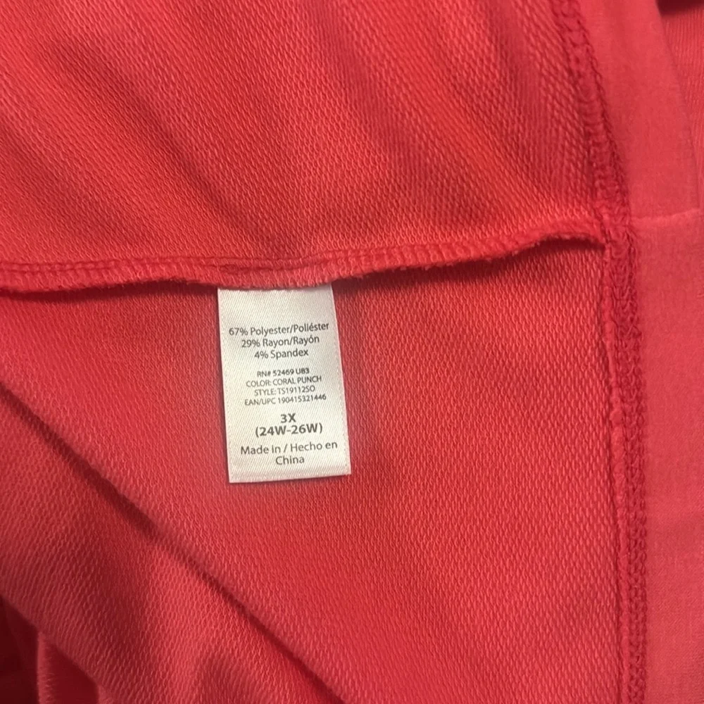 Coral Punch Top by Terra & Sky with Openings in Sleeves - 3X - Picture 9 of 9